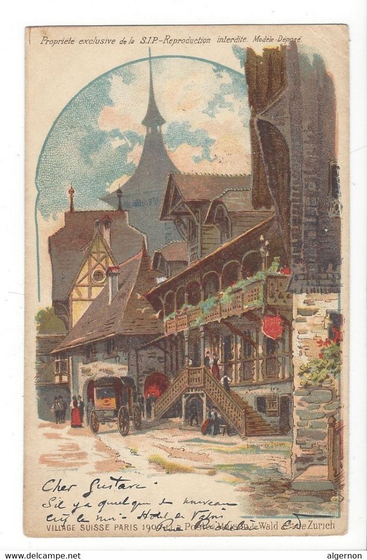 27249 - Village Suisse Paris 1900 La Poste Maison De Wald Zürich + Cachet Nyon 1900 - Expositions