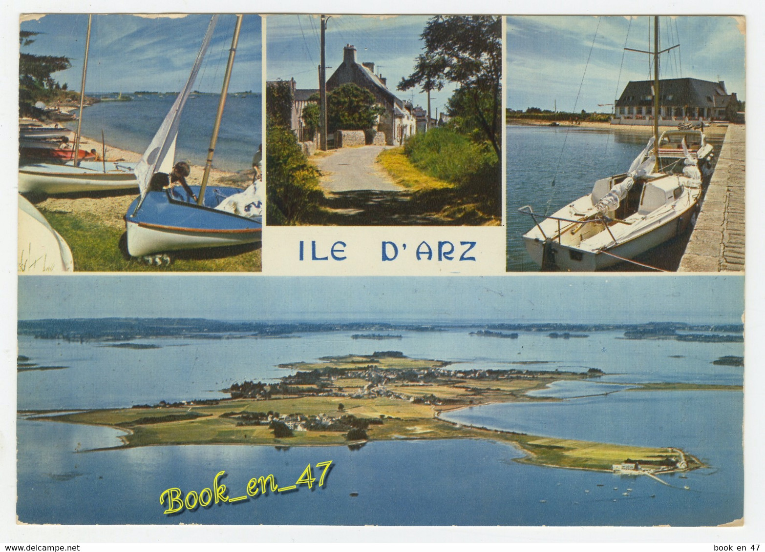 {89801} 56 Morbihan Ile D' Arz  Multivues ; Plage Des Dériveurs , La Rue Des Acacias , La Cale Et Vue Générale De L' Ile - Ile D'Arz