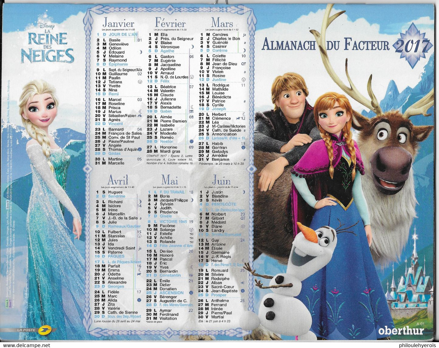 CALENDRIER 2017  LA REINE DES NEIGES  DISNEY - Grand Format : 2001-...