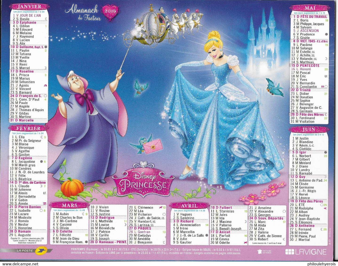 CALENDRIER 2016  PRINCESSES  DISNEY Paillettes En Relief Robe Texte Et Mois - Grossformat : 2001-...