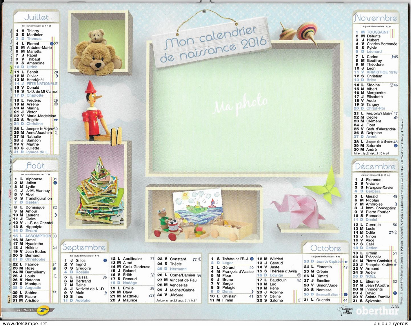 CALENDRIER 2016  NAISSANCE - Grand Format : 2001-...