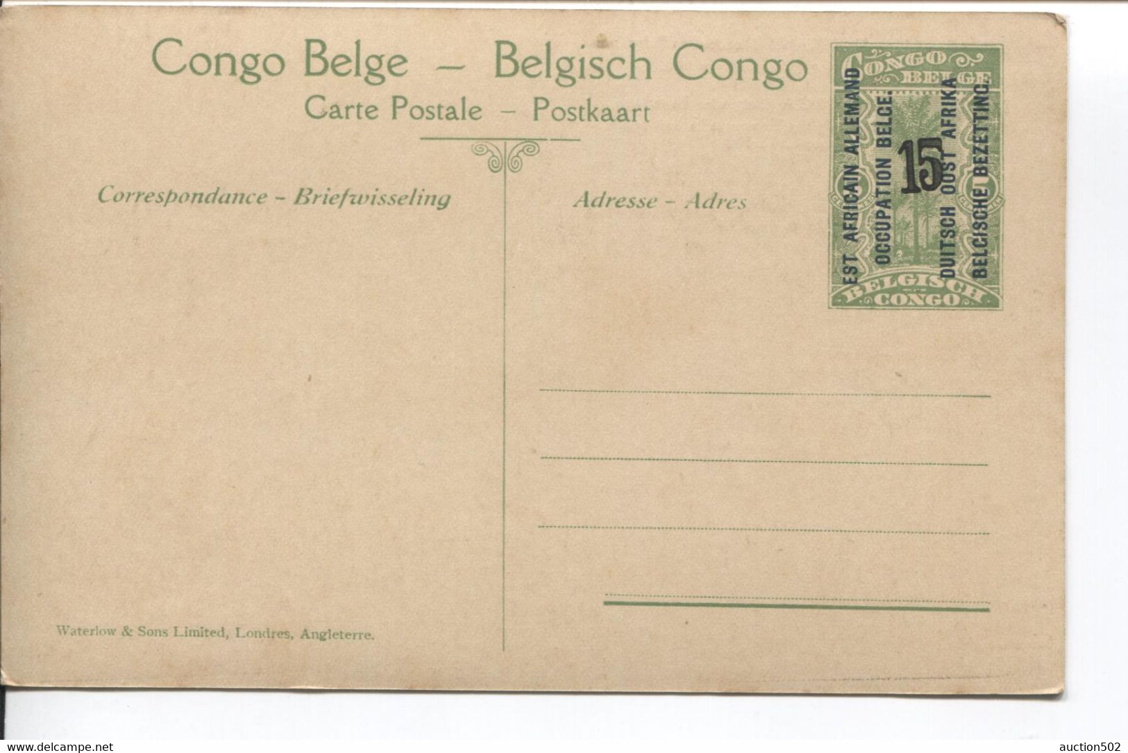 1185PR/ CP-PK Belgisch Congo Belge Surcharge E.A.A.O.B./ D.O.A.B.B.  15 C Vue 48 MINT - Enteros Postales