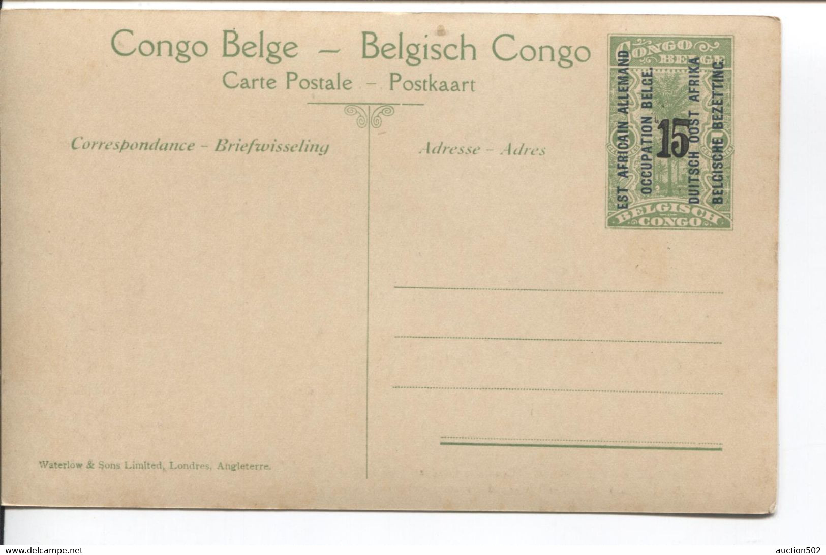 1190PR/ CP-PK Belgisch Congo Belge Surcharge E.A.A.O.B.- D.O.A.B.B.  Vue 47 MINT - Enteros Postales