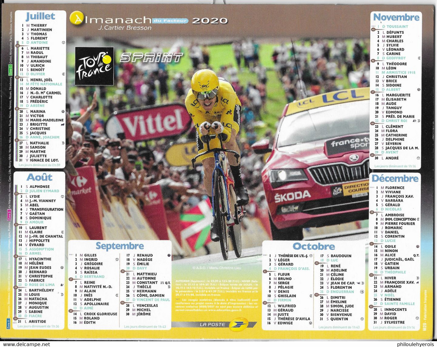 CALENDRIER 2020  CYCLISME TOUR DE FRANCE - Formato Grande : 2001-...