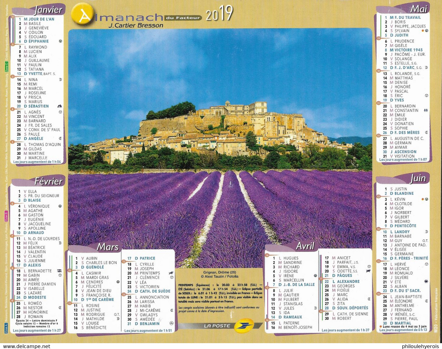 CALENDRIER 2019  SAINT TROPEZ ET GRIGNAN - Formato Grande : 2001-...