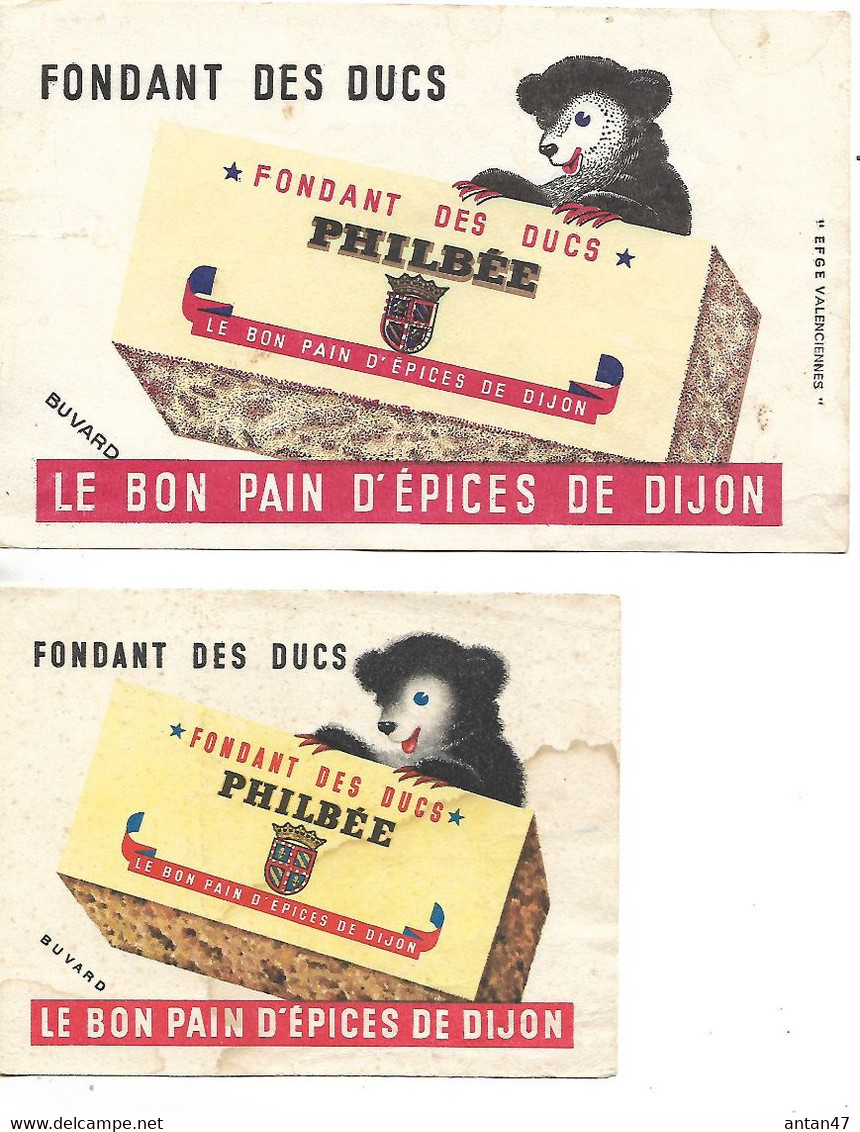 2 Buvards  / 21 DIJON / Pain D'Epices PHILBEE - Alimentaire