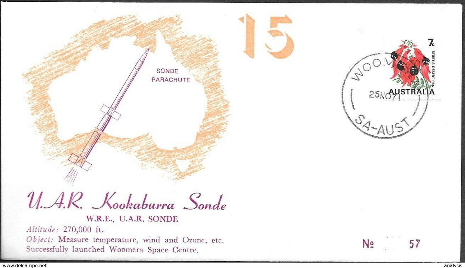 Australia Space Cover 1971. Kookaburra Rocket Launch. Woomera ##12 - Océanie