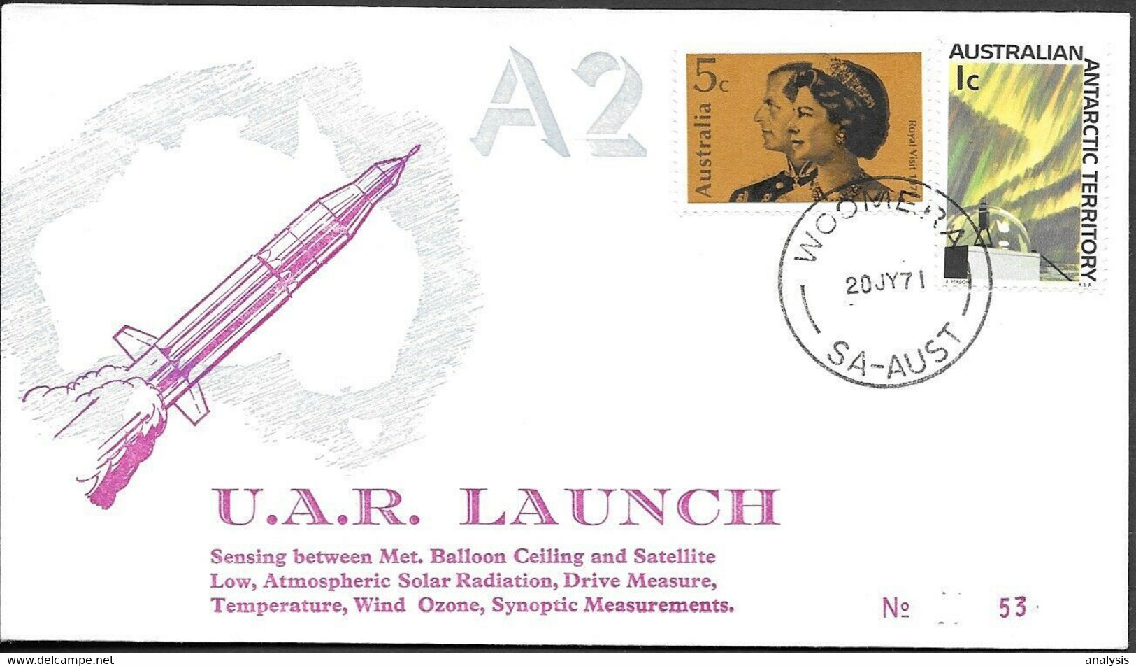 Australia Space Cover 1971. Upper Atmosphere Rocket Launch. Woomera ##13 - Océanie