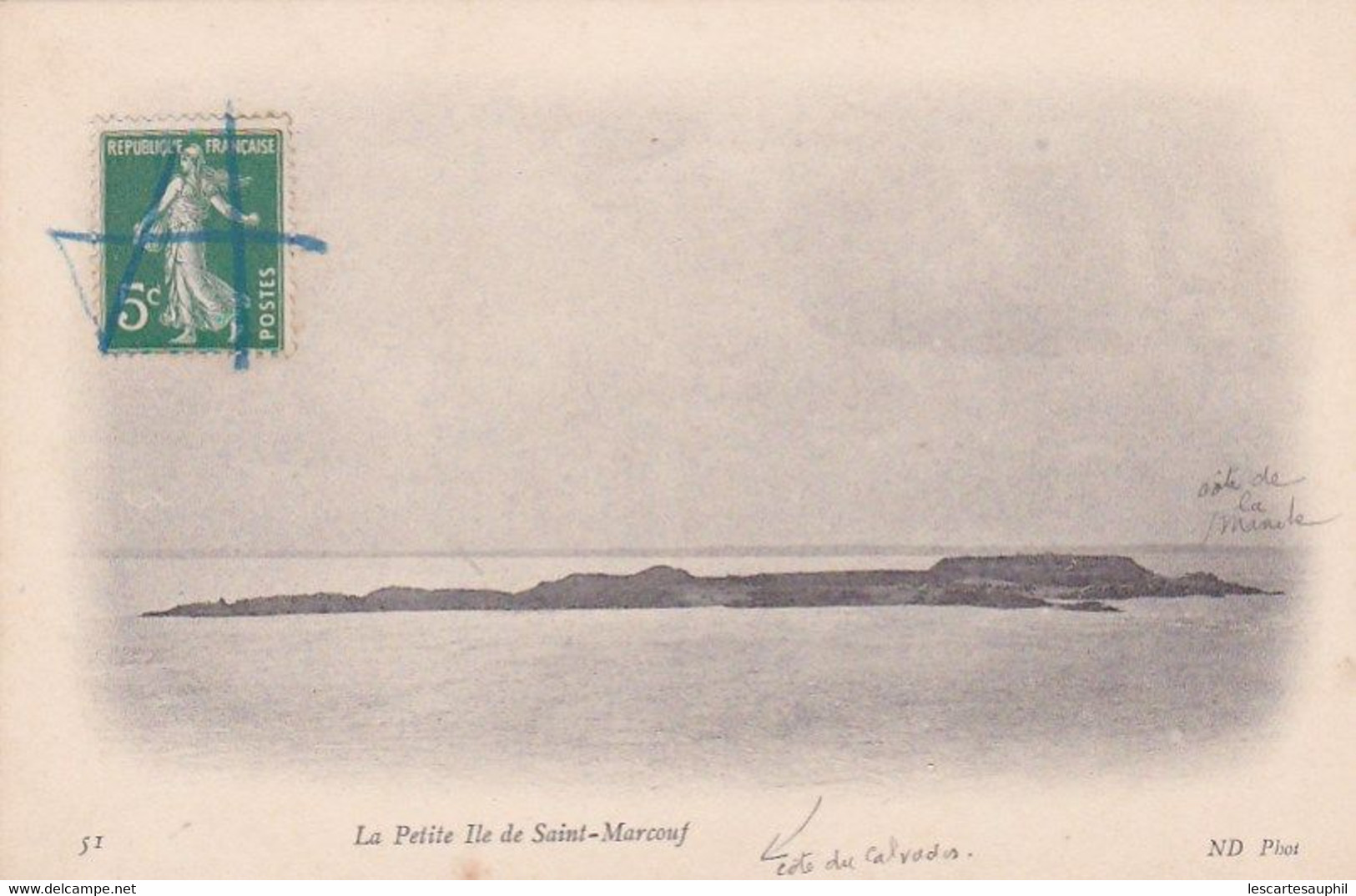 50, La Petite île De Saint-Marcouf, Vue Depuis De La Mer, Annotée Côte Du Calvados, Côte De La Manche, 1911 - Altri & Non Classificati