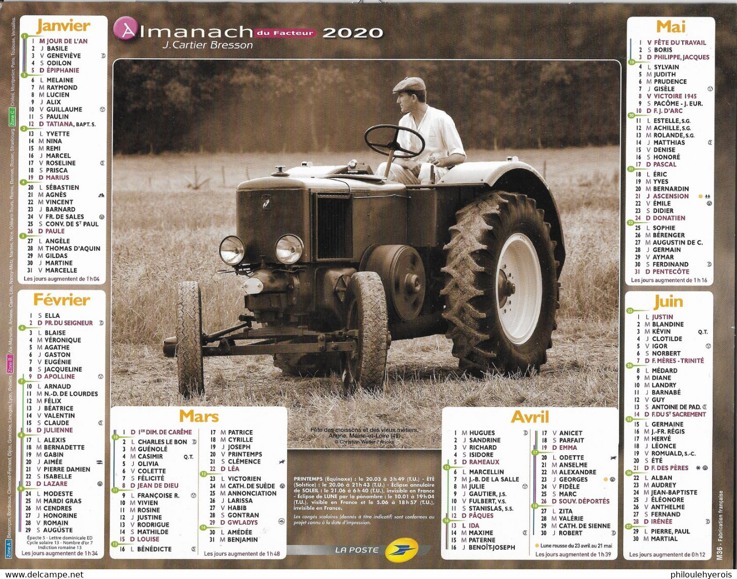 CALENDRIER 2020  ANGRIE (49) FETE DES MOISSONS ET DES VIEUX METIERS - Grand Format : 2001-...