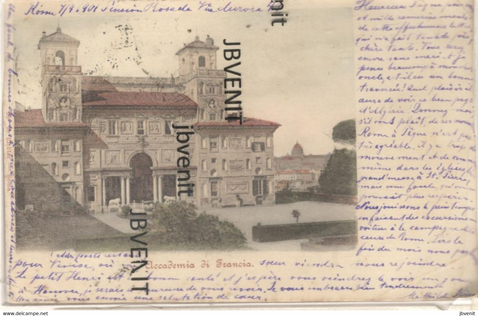 ROMA (LAZIO) - ACCADEMIA Di FRANCIA  - Trinità Dei Monti-  (litho A Colori) -  1908 - Education, Schools And Universities