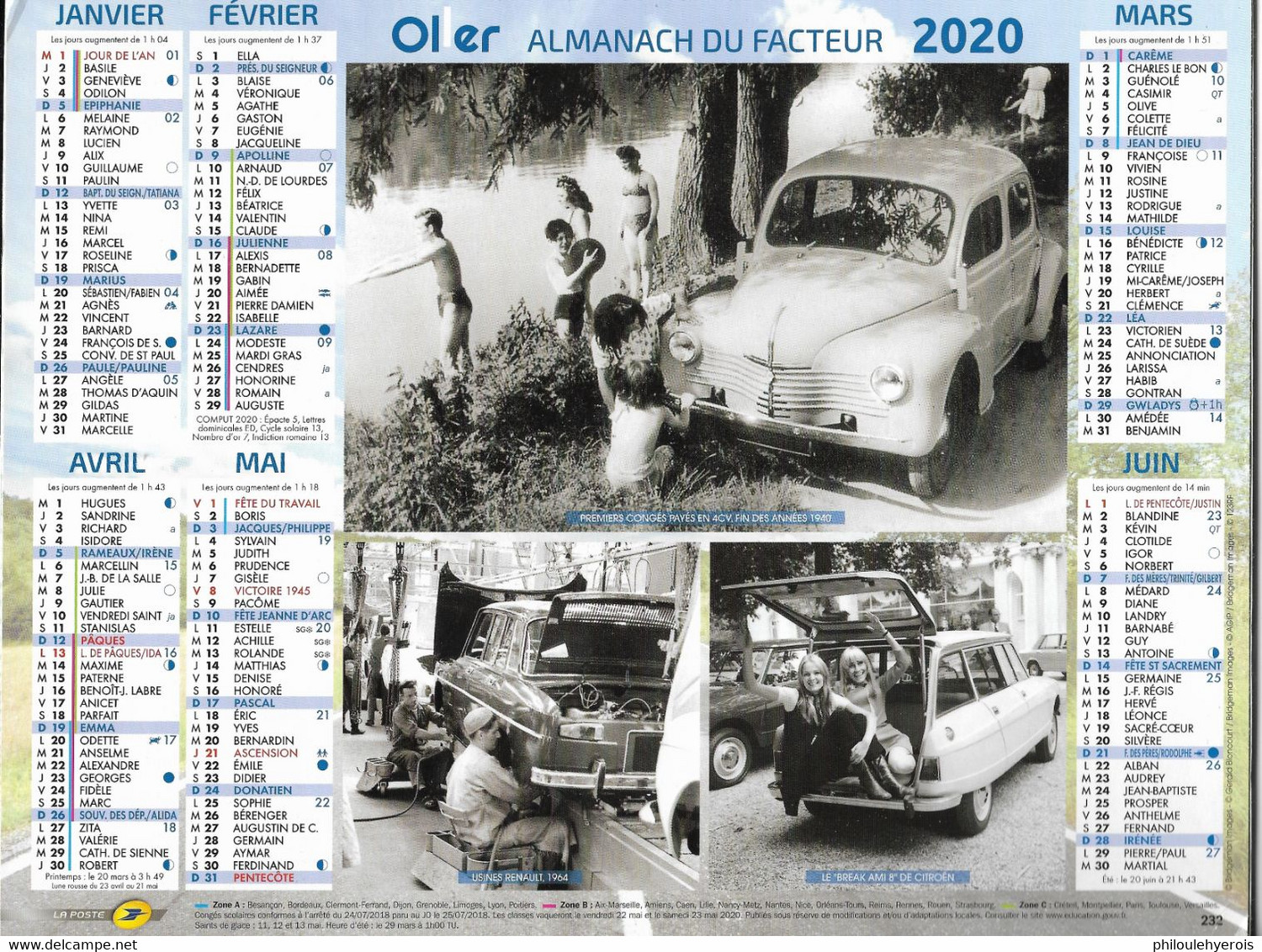 CALENDRIER 2020  VOITURES  Citroen Et Renault - Grand Format : 2001-...