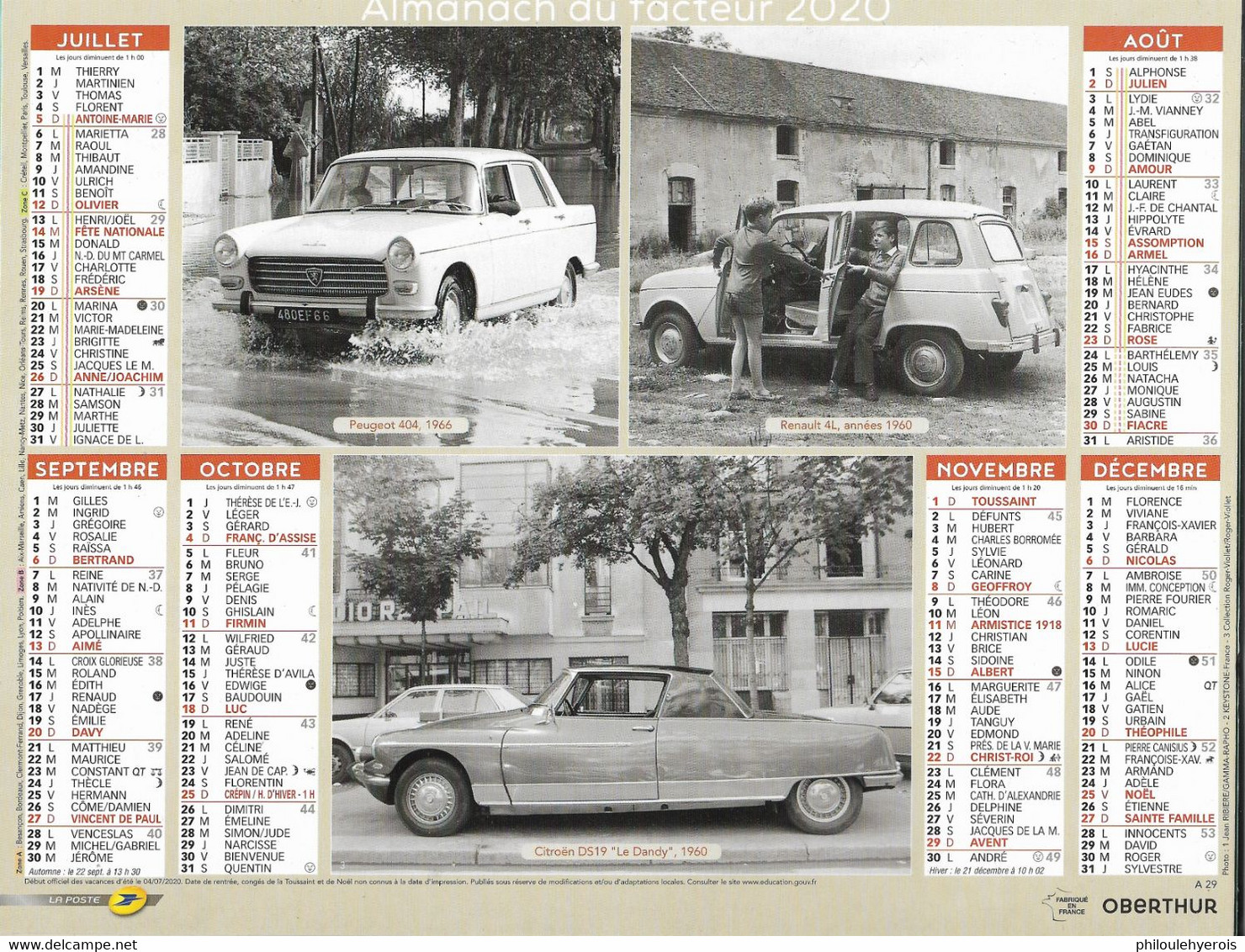 CALENDRIER 2020  VOITURES  Citroen, Renault Et Peugeot - Grand Format : 2001-...