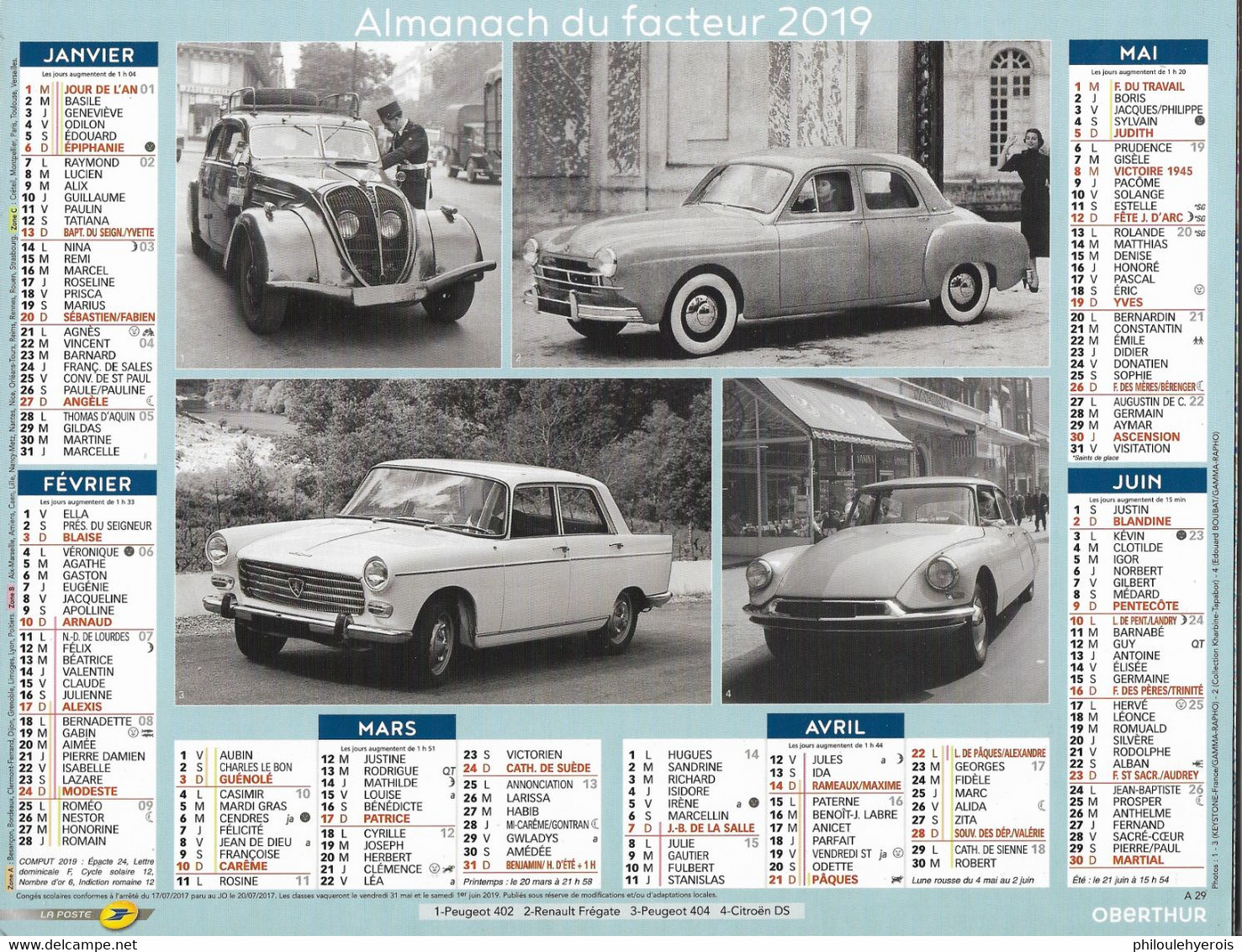 CALENDRIER 2019  VOITURES Renault, Citroen Et Peugeot - Formato Grande : 2001-...