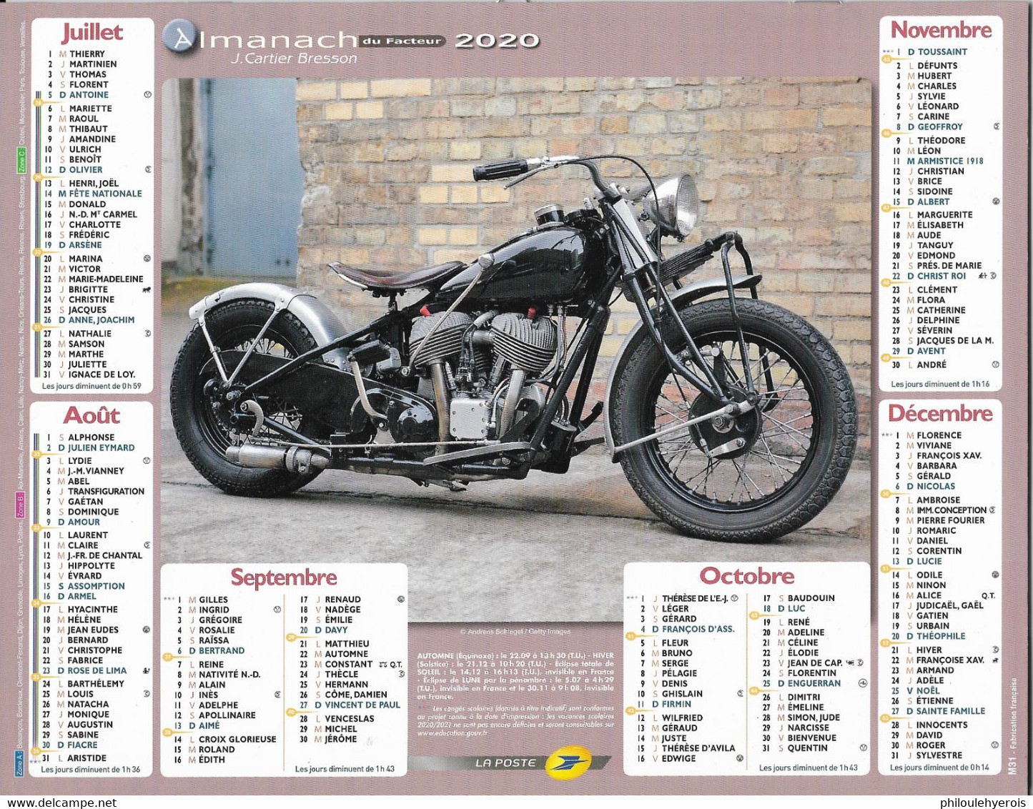 CALENDRIER 2020  MOTO  Harley-davidson Et ? - Grossformat : 2001-...