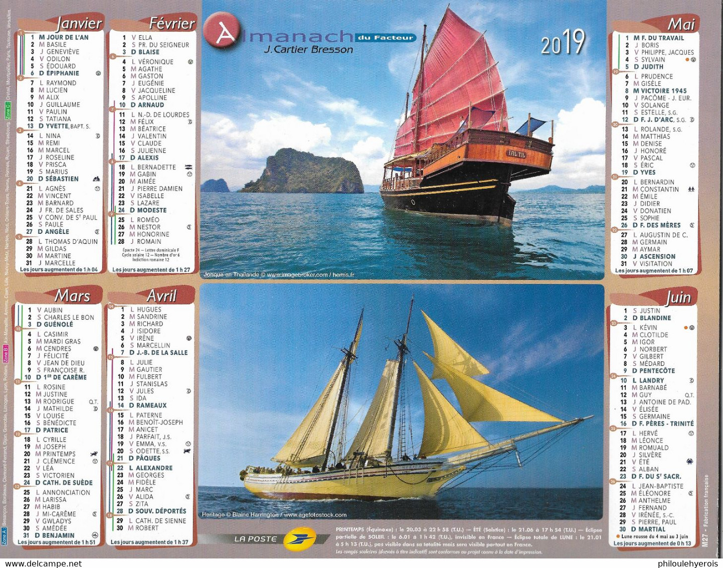 CALENDRIER 2019  BATEAU  Voiliers - Grand Format : 2001-...