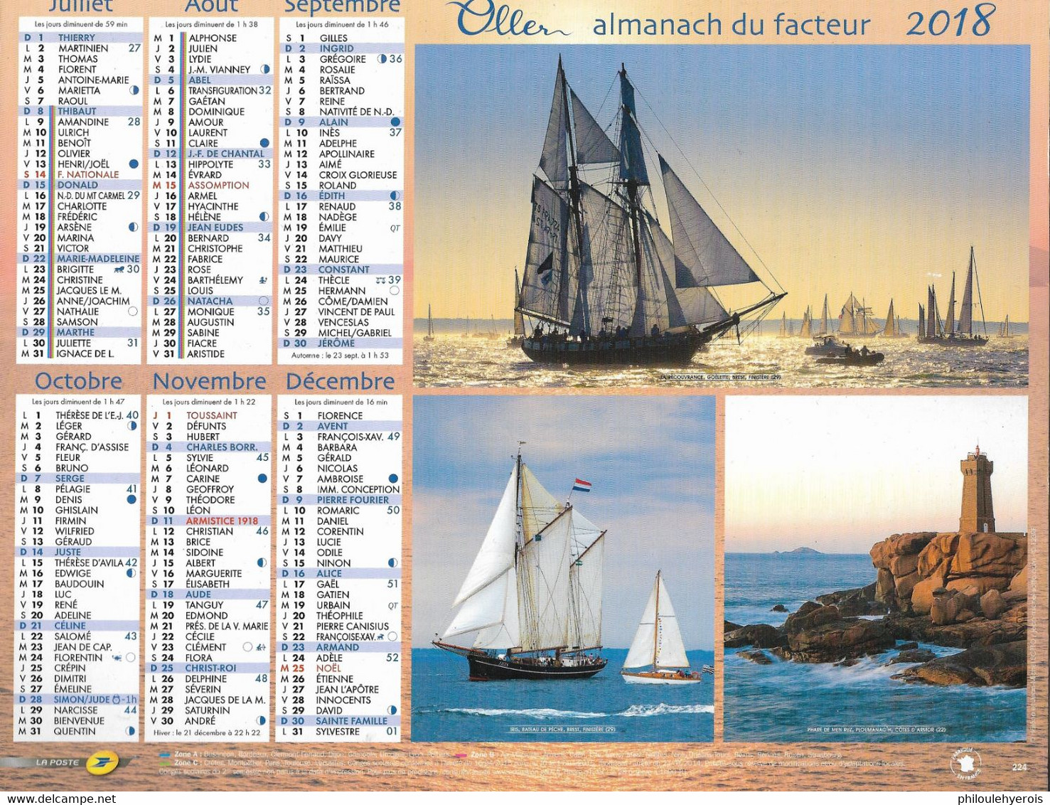 CALENDRIER 2018  BATEAU  Voiliers - Tamaño Grande : 2001-...