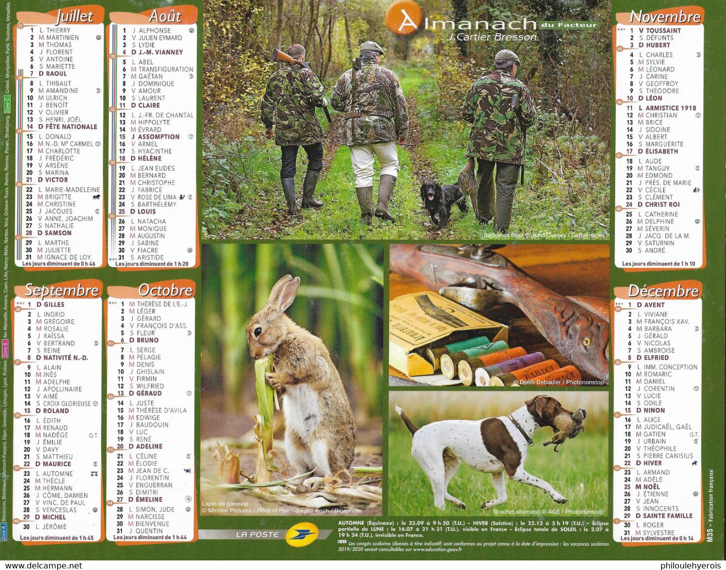 CALENDRIER 2019  CHASSE - Grossformat : 2001-...