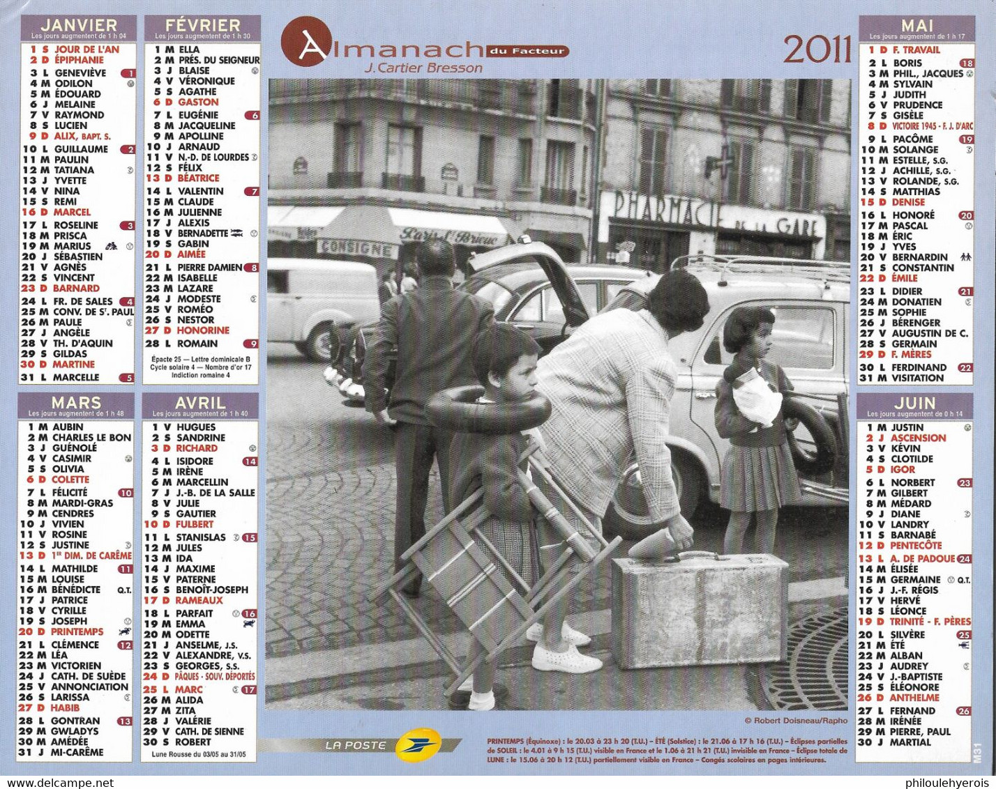 CALENDRIER 2011  PHOTO DOISNEAU - Tamaño Grande : 2001-...