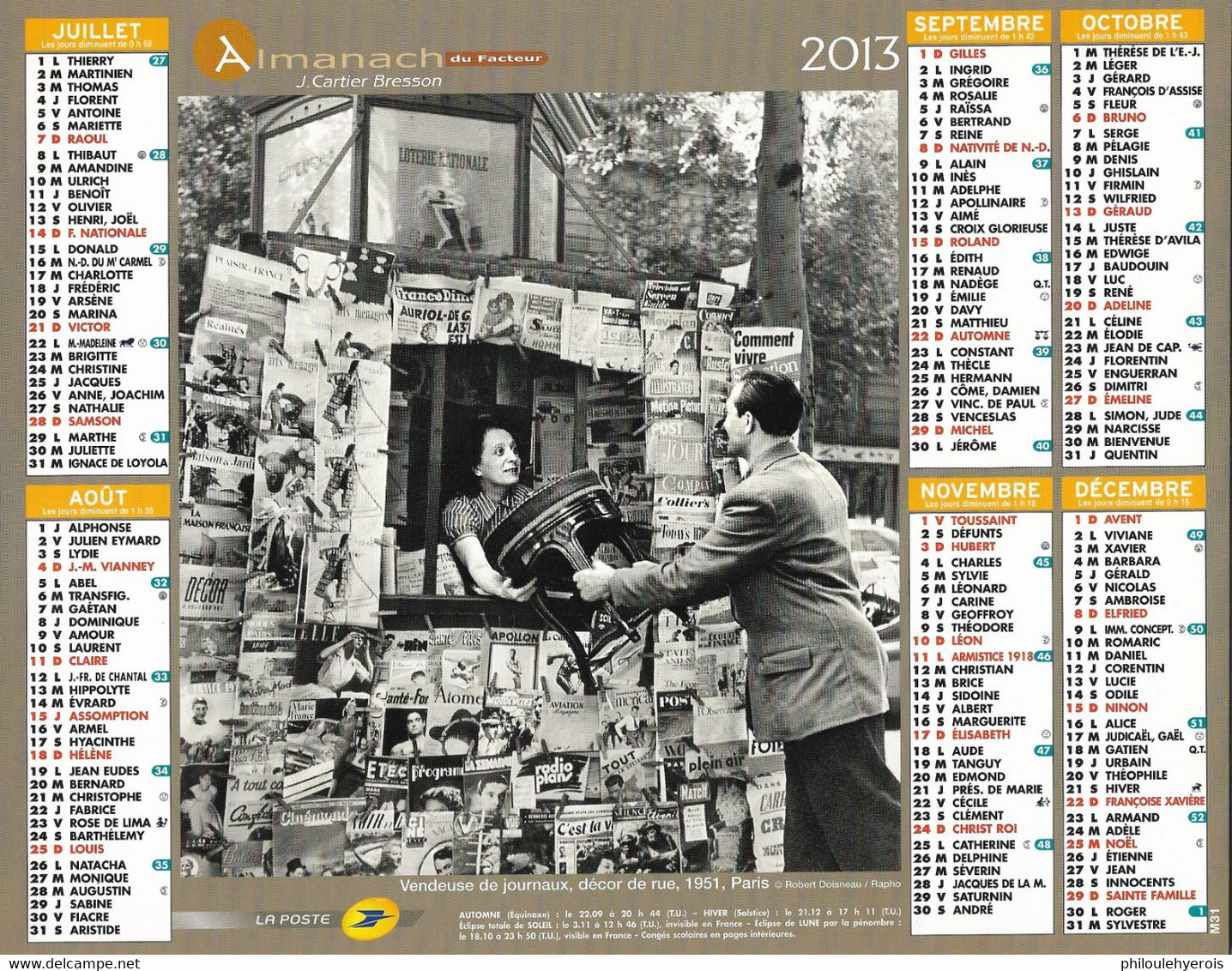 CALENDRIER 2013  PHOTO DOISNEAU - Formato Grande : 2001-...