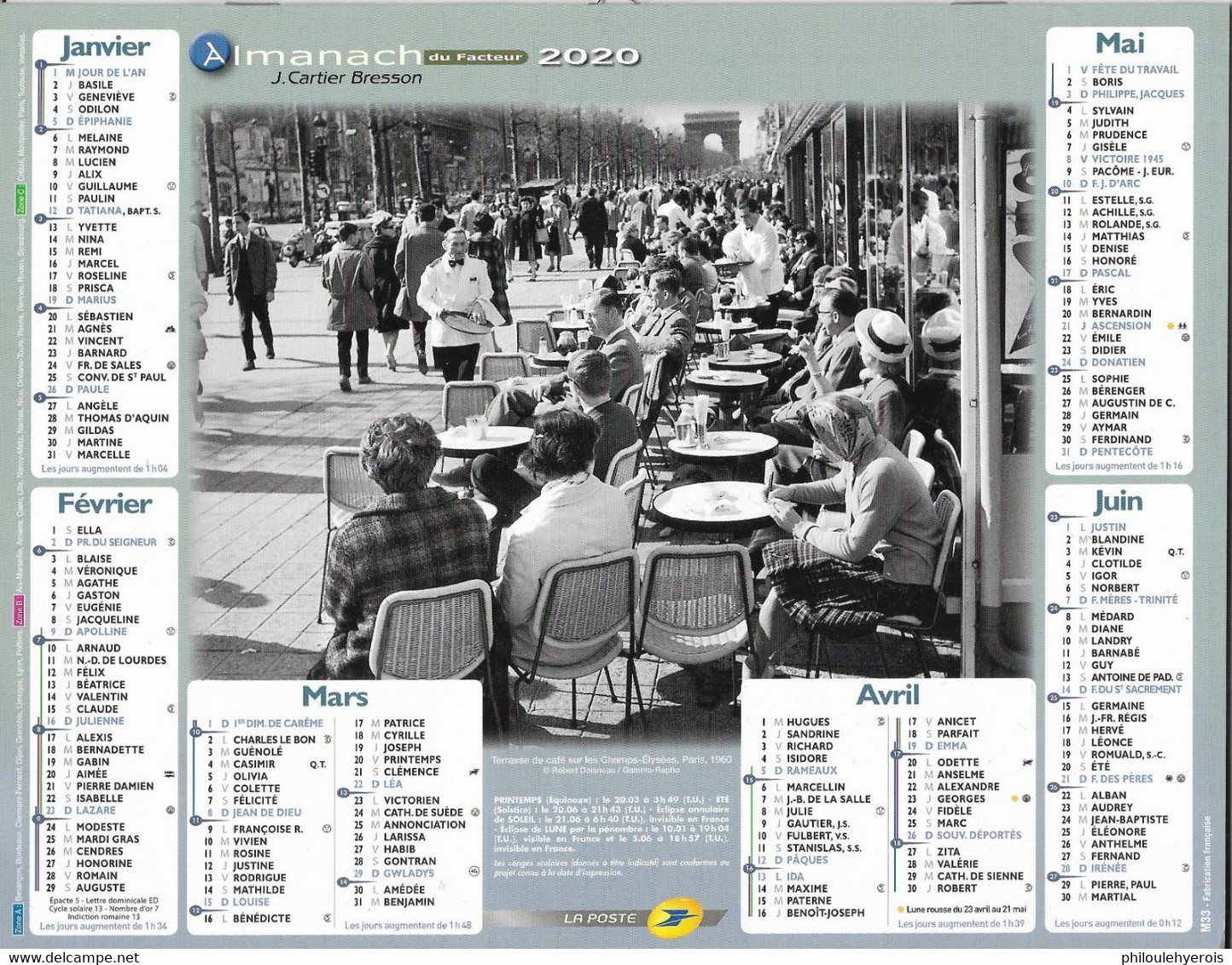 CALENDRIER 2020  PHOTO DOISNEAU - Formato Grande : 2001-...