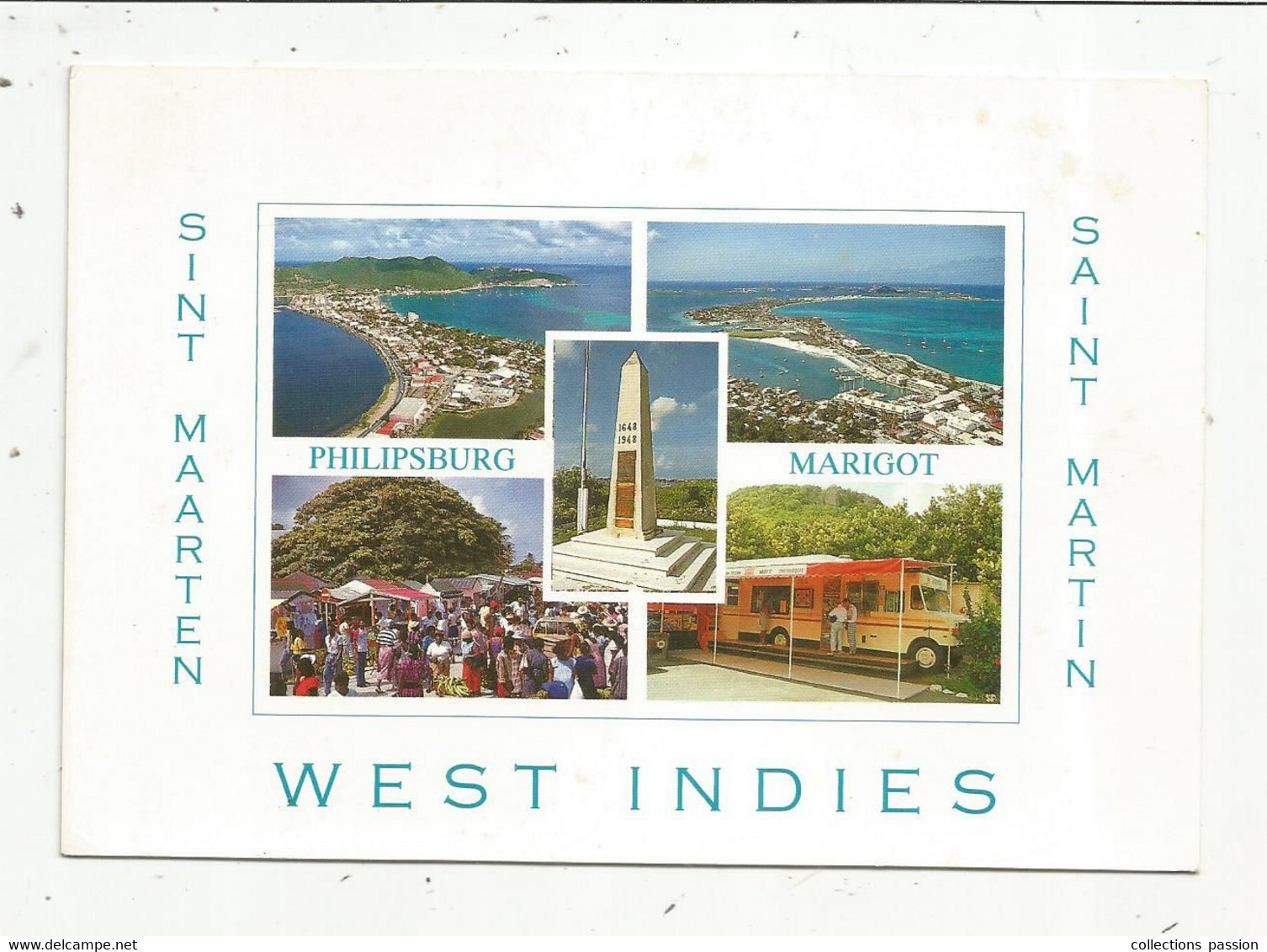 JC , G , Cp , SAINT MARTIN , SINT MAARTEN ,WEST INDIES ,  Multi Vues, Phillipsburg ,Marigot ,  écrite - Saint Martin