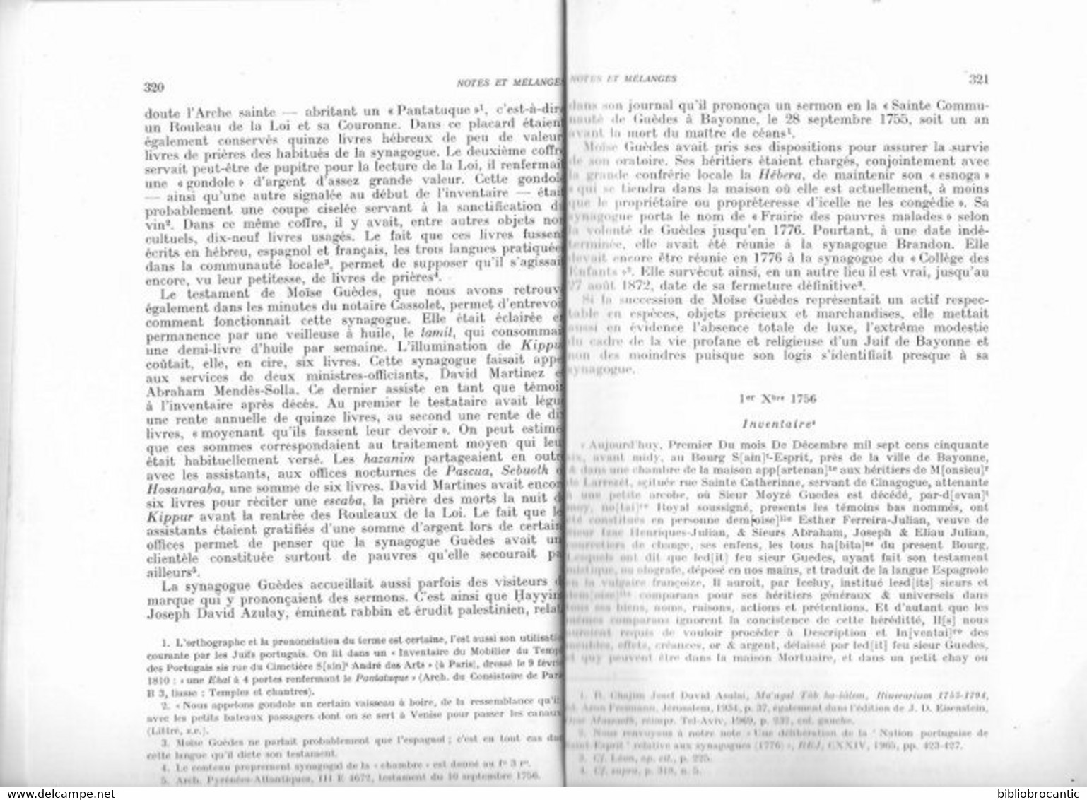 JUDAÏCA /REVUE ETUDES JUIVES"NOTES Et MELANGES < JUIF PORTUGAIS à BAYONNE ST-ESPRIT "Tome CXXX/ 04-12-1971 +Envoi Auteur - Pays Basque