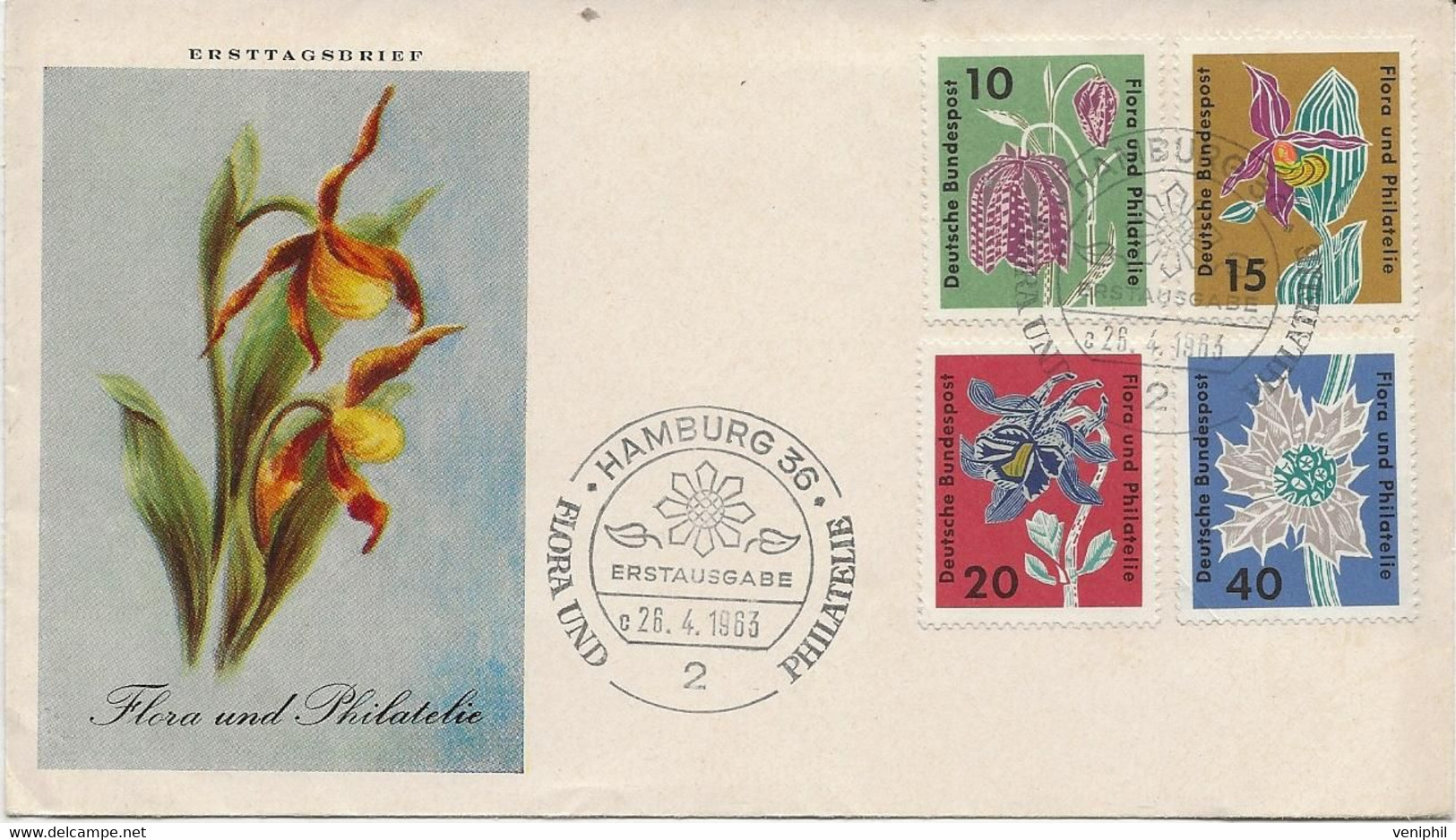 ALLEMAGNE- SERIE FLEURS N° 264 A 267 SUR LETTRE FDC - ANNEE 1963 - Autres & Non Classés