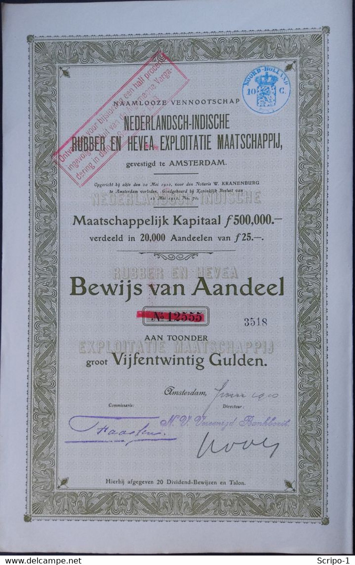 NEDERLANDSE RUBBER En HEVEA MIJ. 1910 Indonesië - Otros & Sin Clasificación