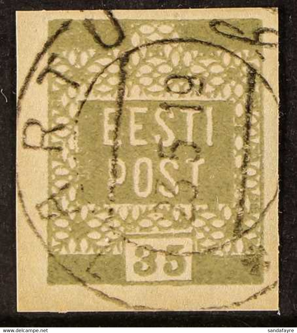 1919 35(p) Grey, Imperf, Mi 3c, Very Fine 4 Margin Used. For More Images, Please Visit Http://www.sandafayre.com/itemdet - Estonia