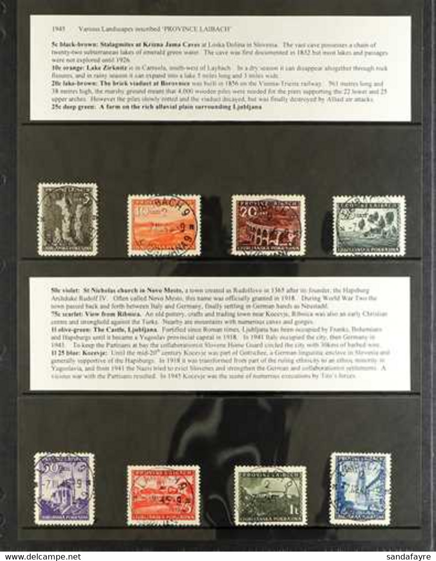 LAIBACH (LJUBLJANA), SLOVENIA 1945 Pictorial Definitives Complete Set (Mi 45/60, SG 118/33), Very Fine Cds Used And Beau - Other & Unclassified