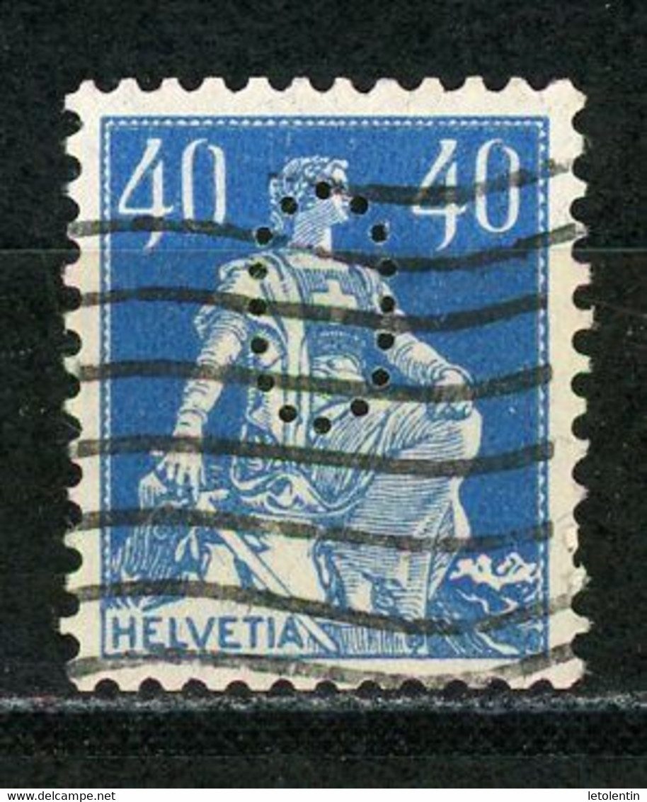 SUISSE - HELVETIA  - N° Yt 164 Obli. & PERFORÉ "0" !! - Gezähnt (perforiert)