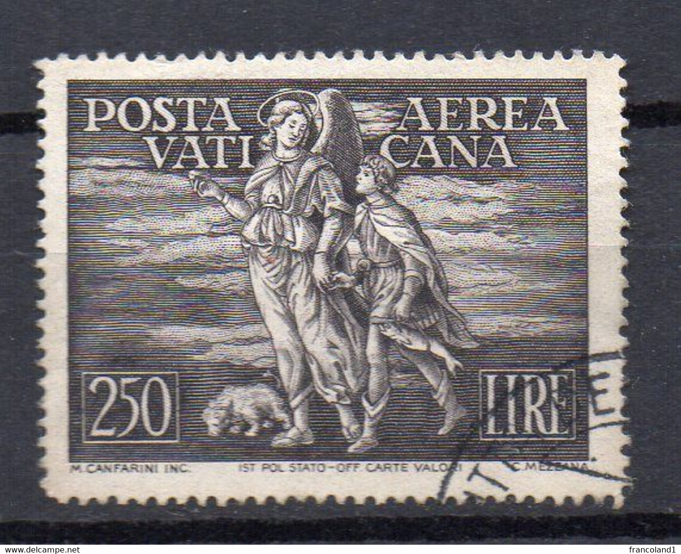 1948 Vaticano Arcangelo E Tobiolo N. 16 Timbrato Used Sassone 12 Euro - Luchtpost