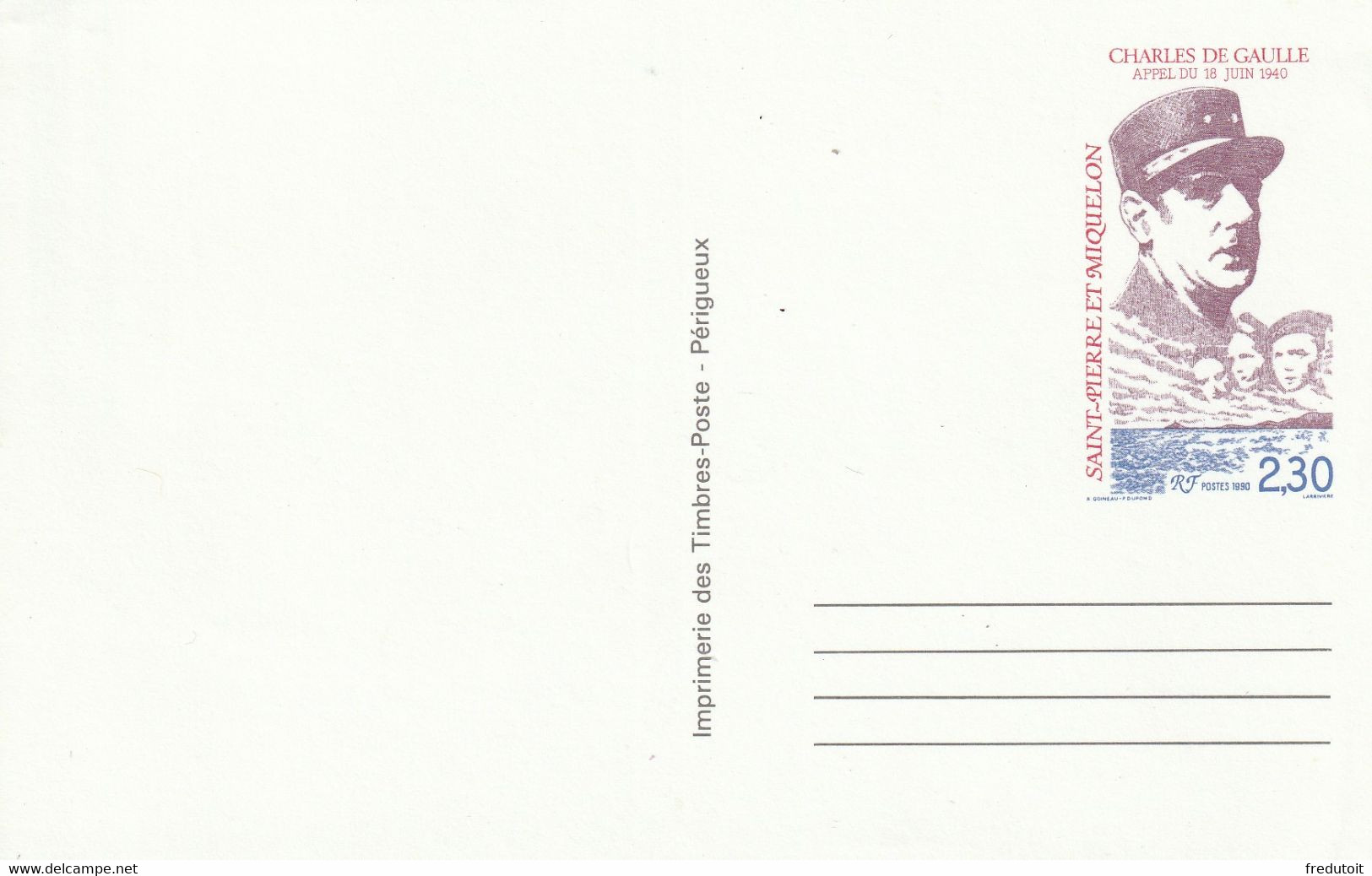 Saint Pierre Et Miquelon - Entiers Postaux : N°30-CP Neuf (1990) - Postal Stationery