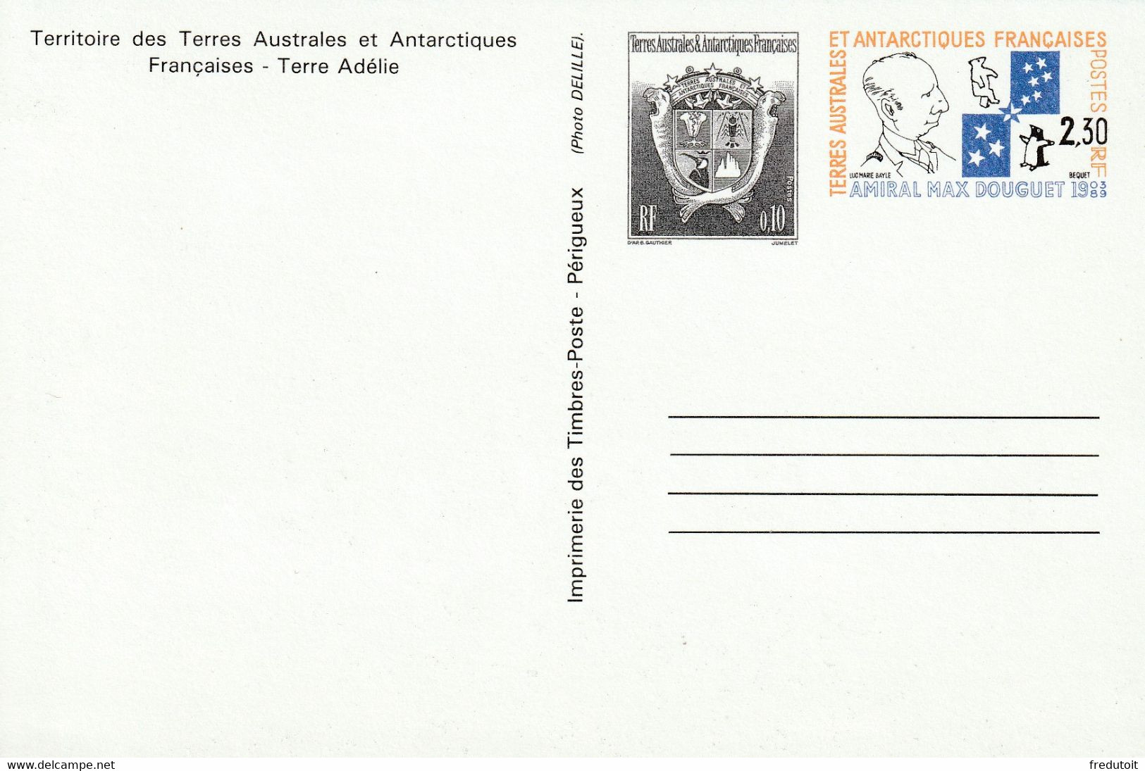 T.A.A.F - Entiers Postaux : N°2-CP Neuf (1994) - Enteros Postales