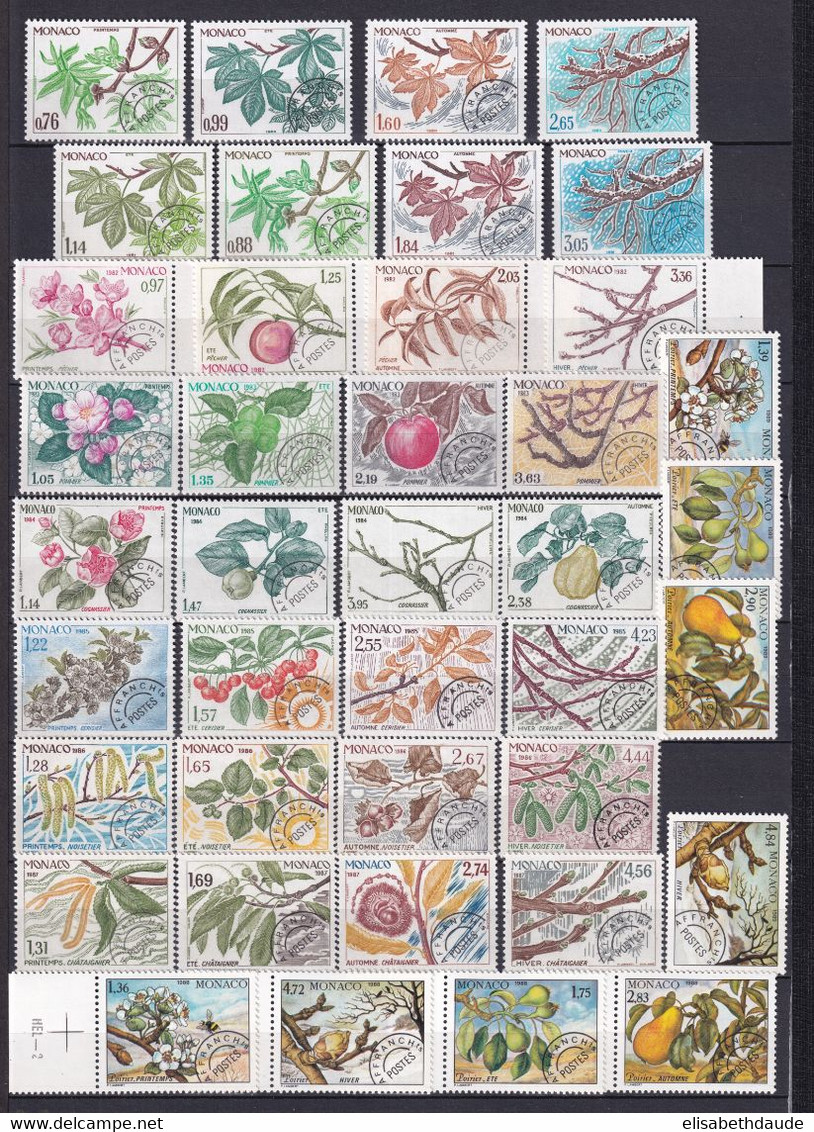 MONACO - 1980/1989 - PREOBLITERES FLORE / ARBRES FRUITIERS - YVERT N°66/105 ** MNH - COTE = 71 EUR. - Préoblitérés