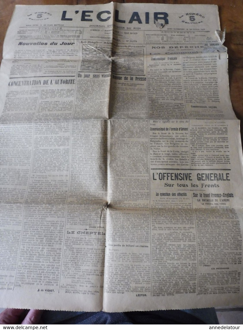 1916  L'ÉCLAIR   :  La Guerre Sur Tous Les Fronts ; Héroïque Caporal Michel Martin De Fitou; Listes Noires Aux USA ; Etc - General Issues