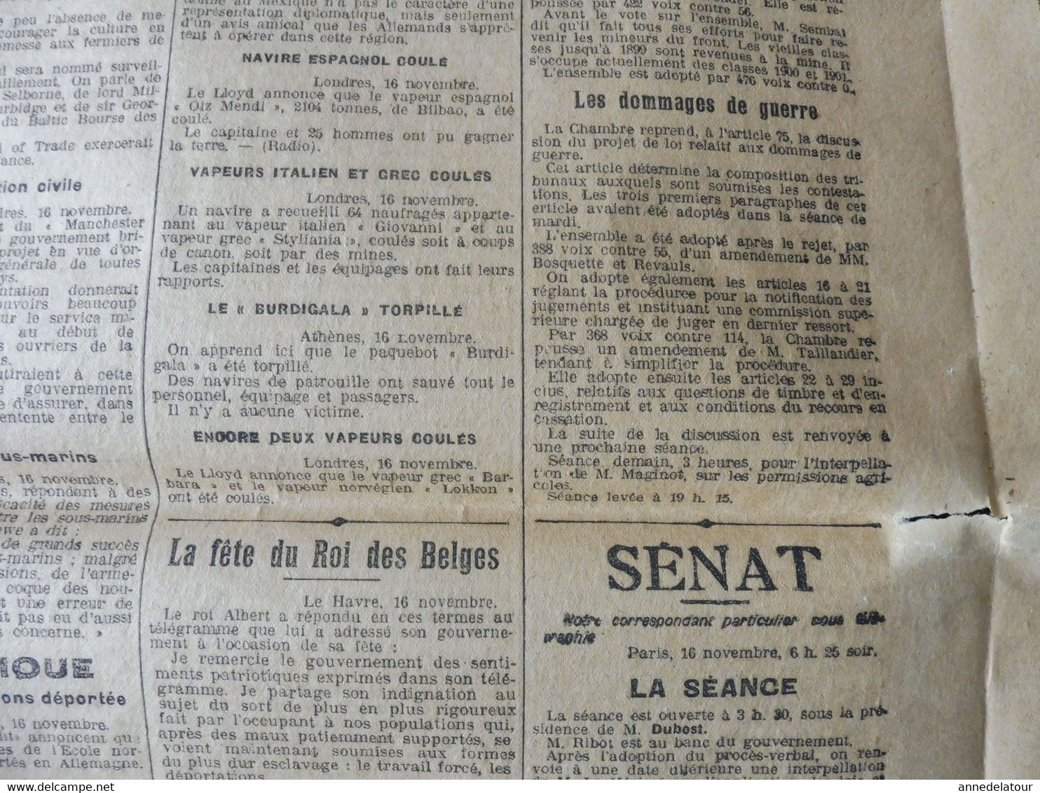 1916  L'ÉCLAIR   :  La guerre sur tous les fronts ; Héroïque caporal Michel Martin de Fitou; Listes noires aux USA ; etc