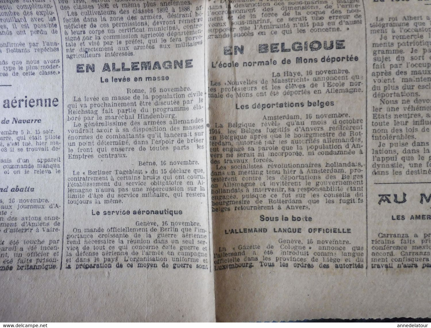 1916  L'ÉCLAIR   :  La guerre sur tous les fronts ; Héroïque caporal Michel Martin de Fitou; Listes noires aux USA ; etc