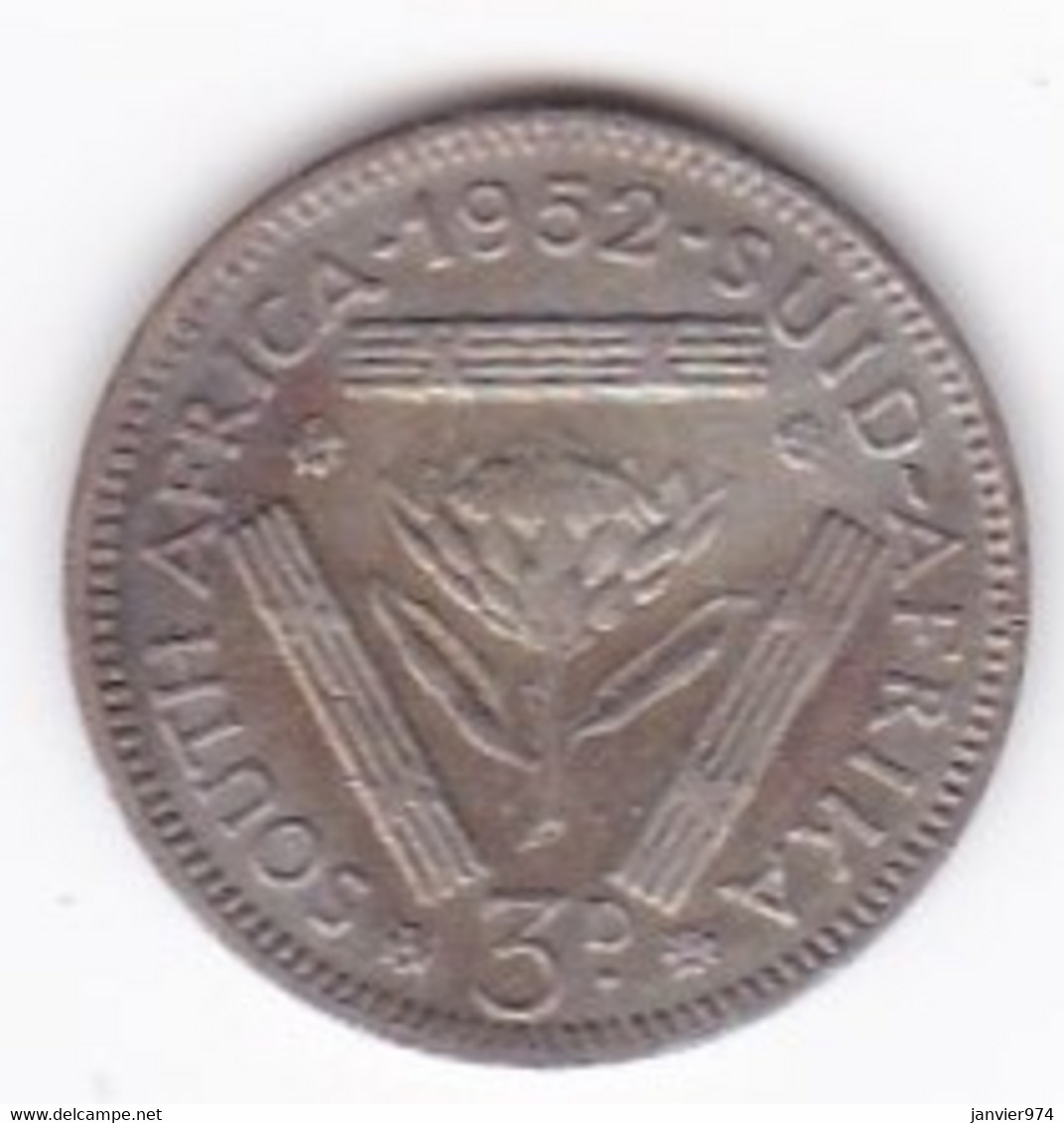 South Africa 3 Pence 1952, George VI , En Argent. KM# 35.2 - South Africa