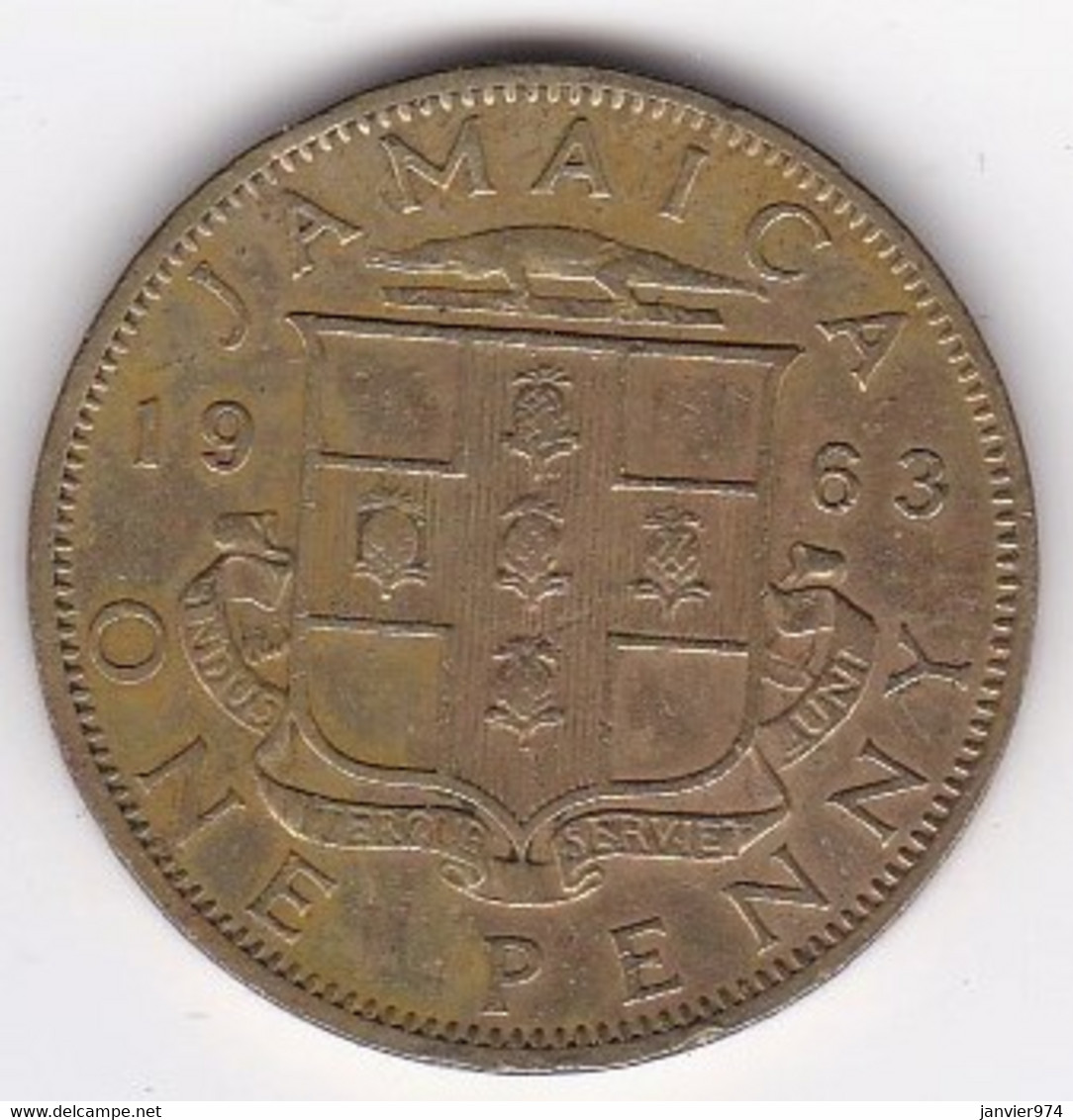 Jamaïque 1 Penny 1963 Elizabhet II , En Laiton De Nickel , KM# 37 - Jamaica