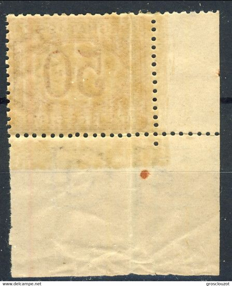 Regno, Tasse 1970 Sass. N. 9 C. 50 Ocra E Carminio ** GO MNH Angolo Di Foglio/piega Verticale Cat. € 3000 Firma A. Diena - Segnatasse