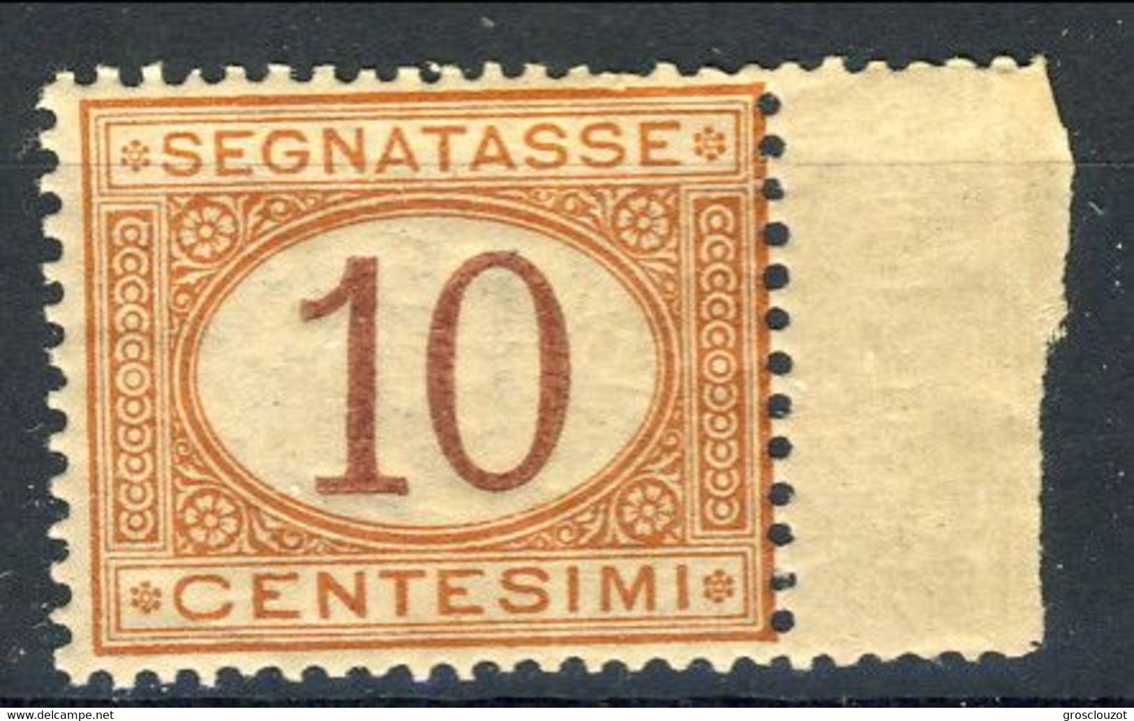 Regno, Tasse 1970 Sass. N. 6 C. 10 Ocra E Carminio ** GO MNH Bordo Di Foglio Cat. € 2000 Firma A. Diena - Taxe