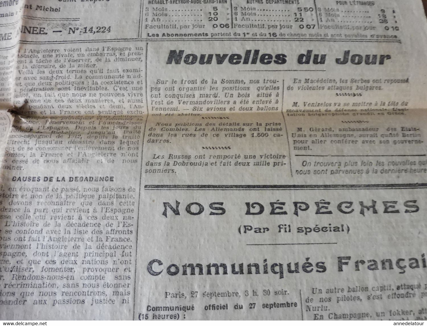 1916  L'ÉCLAIR :Guerre Partout; Grèce, Corfou; Héroïques Soldats :Pezières Ferdinand, Testari Albert, Fabiès Jean; Etc - Informations Générales