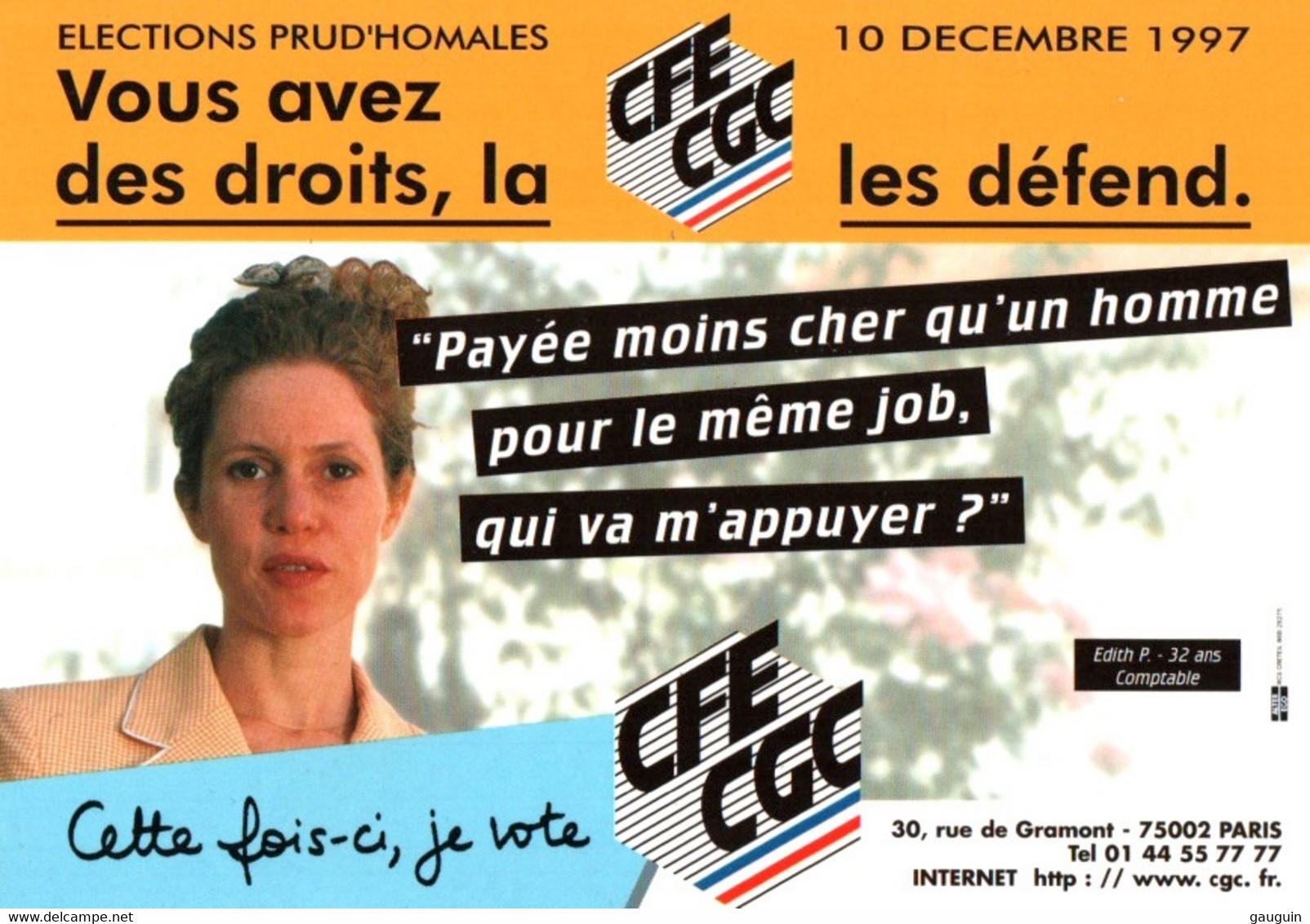 CPM - SYNDICATS CFE-CGC - Campagne Elections Prud'homales Décembre 1997 ... Edition Pub Lot De 3 Cartes - Labor Unions