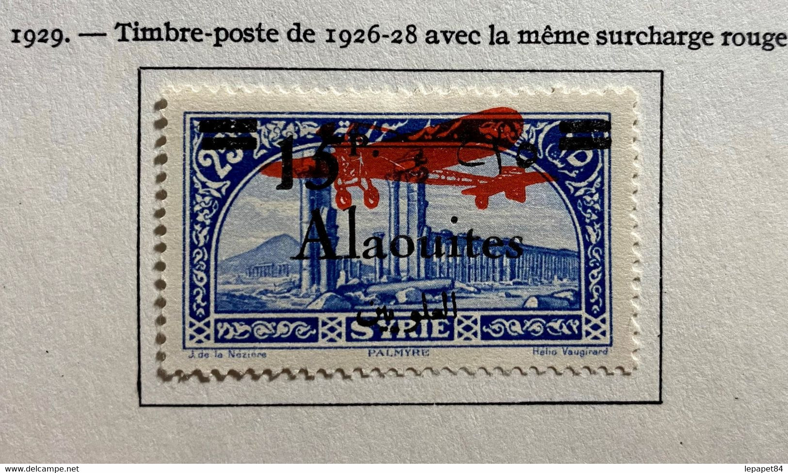 AFR91 Alaouites PA 1929 Timbres De Syrie 1926-1928 Surchargé N°13 Neuf* - Ungebraucht