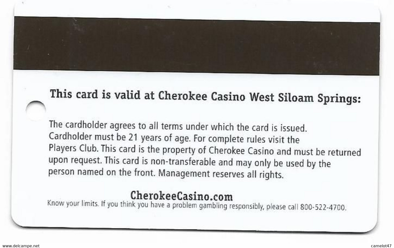 Cherokee Casino, Roland, OK,  U.S.A., Older Used Slot Or Player's Card, # Cherokee-1 - Cartes De Casino