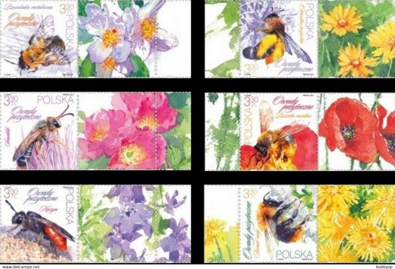 Poland 2021. Beneficial Insects. Fauna. Bee. Perforated Set. Mi 5292- 97 With Labels. MNH - Nuovi