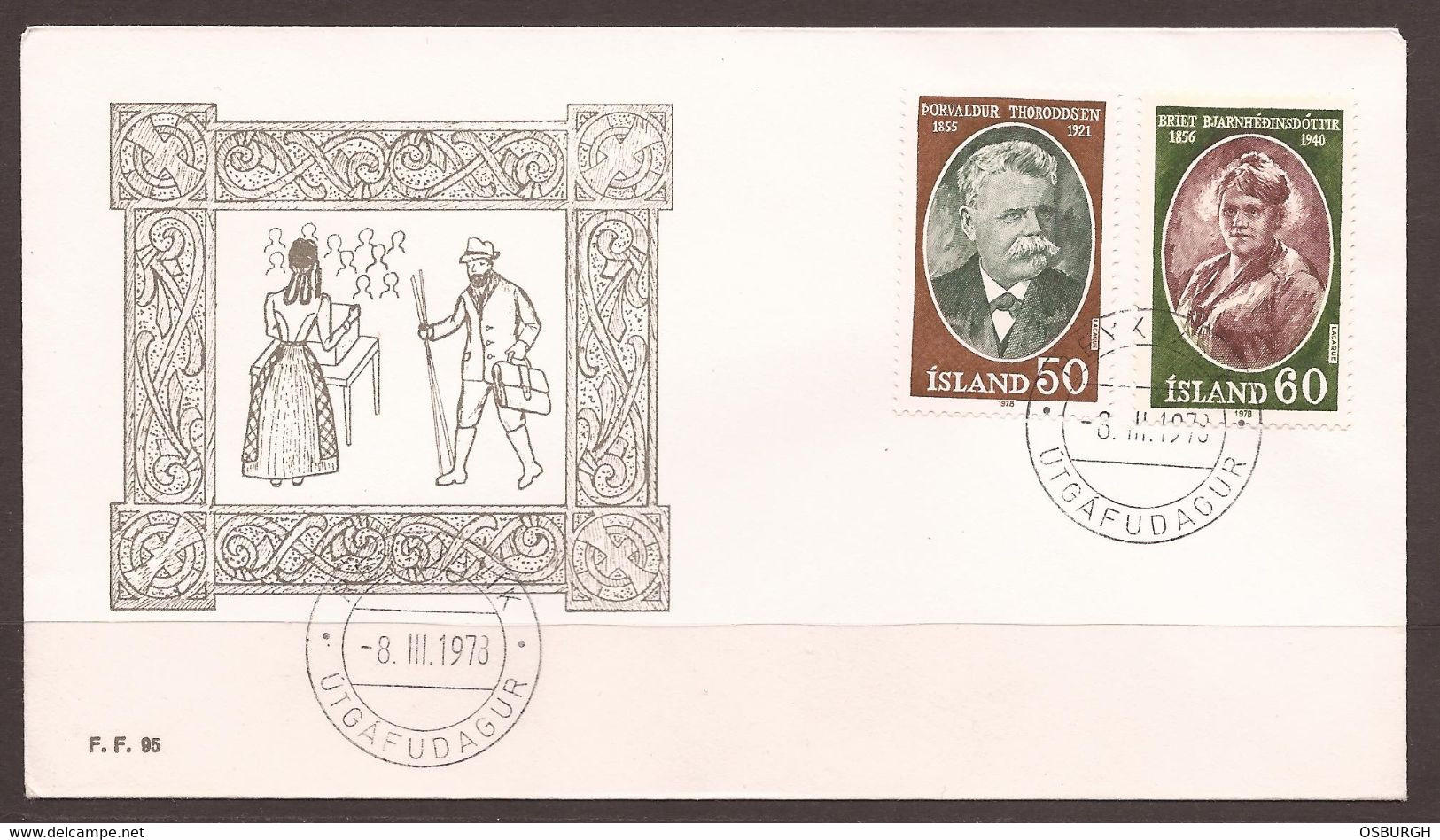 ICELAND. 1978. FAMOUS ICELANDERS COVER - Lettres & Documents