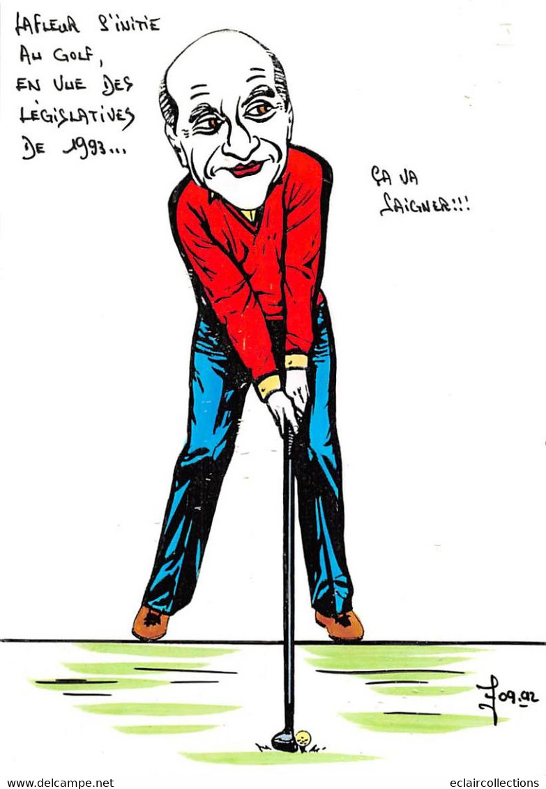 Sport:   Golf        Satyrique Politique. Lafleur  Nouvelle Calédonie  Illustré. Tirage 2/5     (voir Scan) - Golf